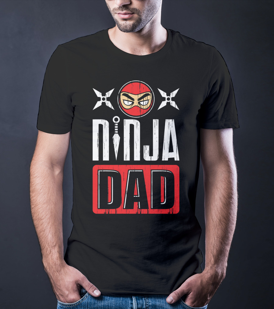 Ninja Dad Daddy Ninjas Stealthy Warrior Father Shuriken Mask T-Shirt