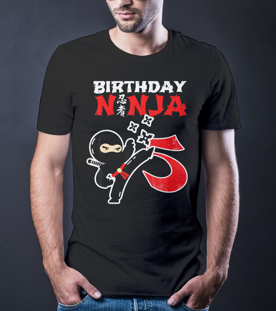 Birthday Ninja Kicking 5th T-Shirt