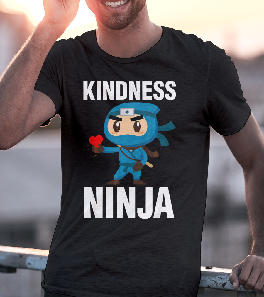 Kindness Ninja Anti Bullying Kids School Hero With Heart T-Shirt