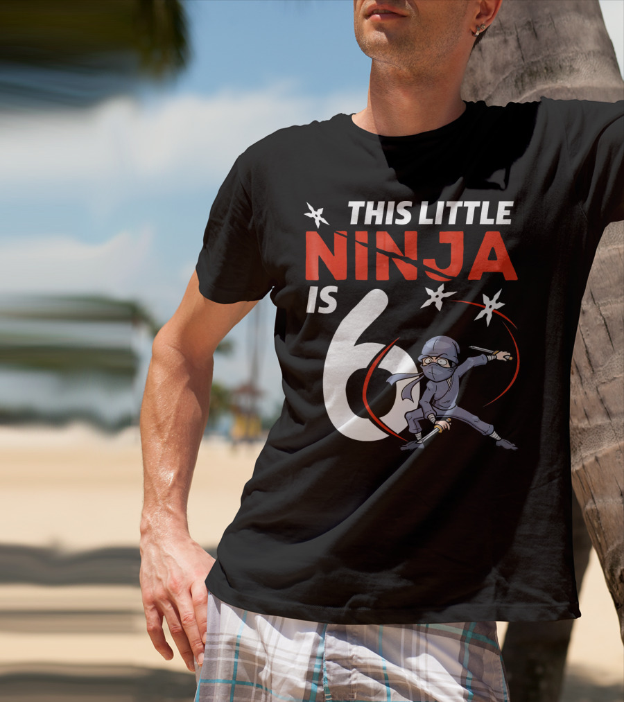 This Little Ninja Is 6 Years Old With Shuriken Warrior And Mask T-Shirt