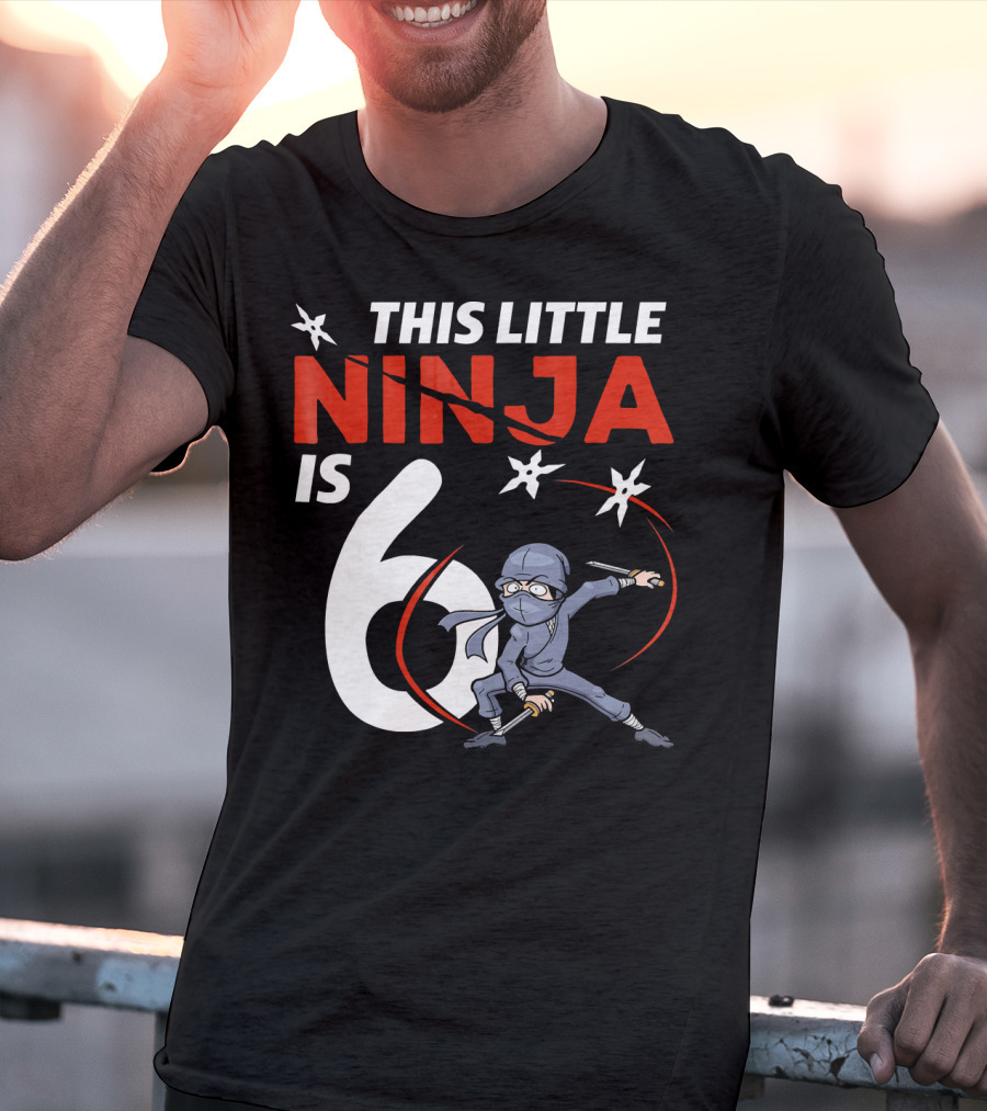This Little Ninja Is 6 Years Old With Shuriken Warrior And Mask T-Shirt