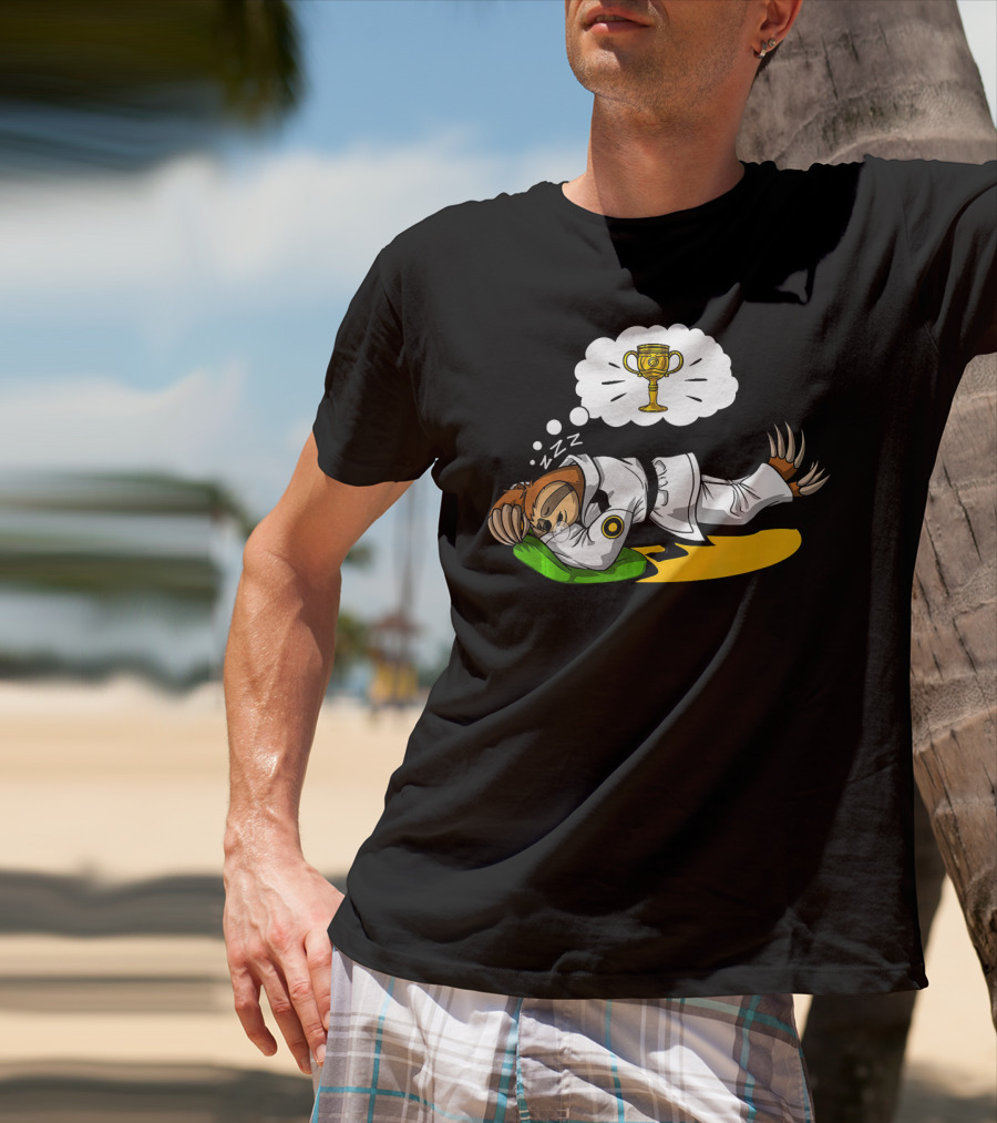 Sloth Nap Karate Funny Martial Arts Ninja Champion Dreaming T-Shirt