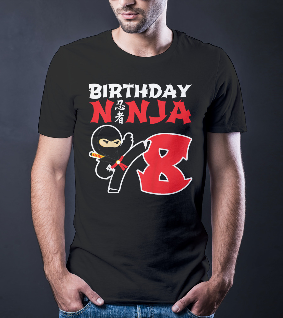 Birthday Ninja 8 Year Old Ninja Kanji T-Shirt