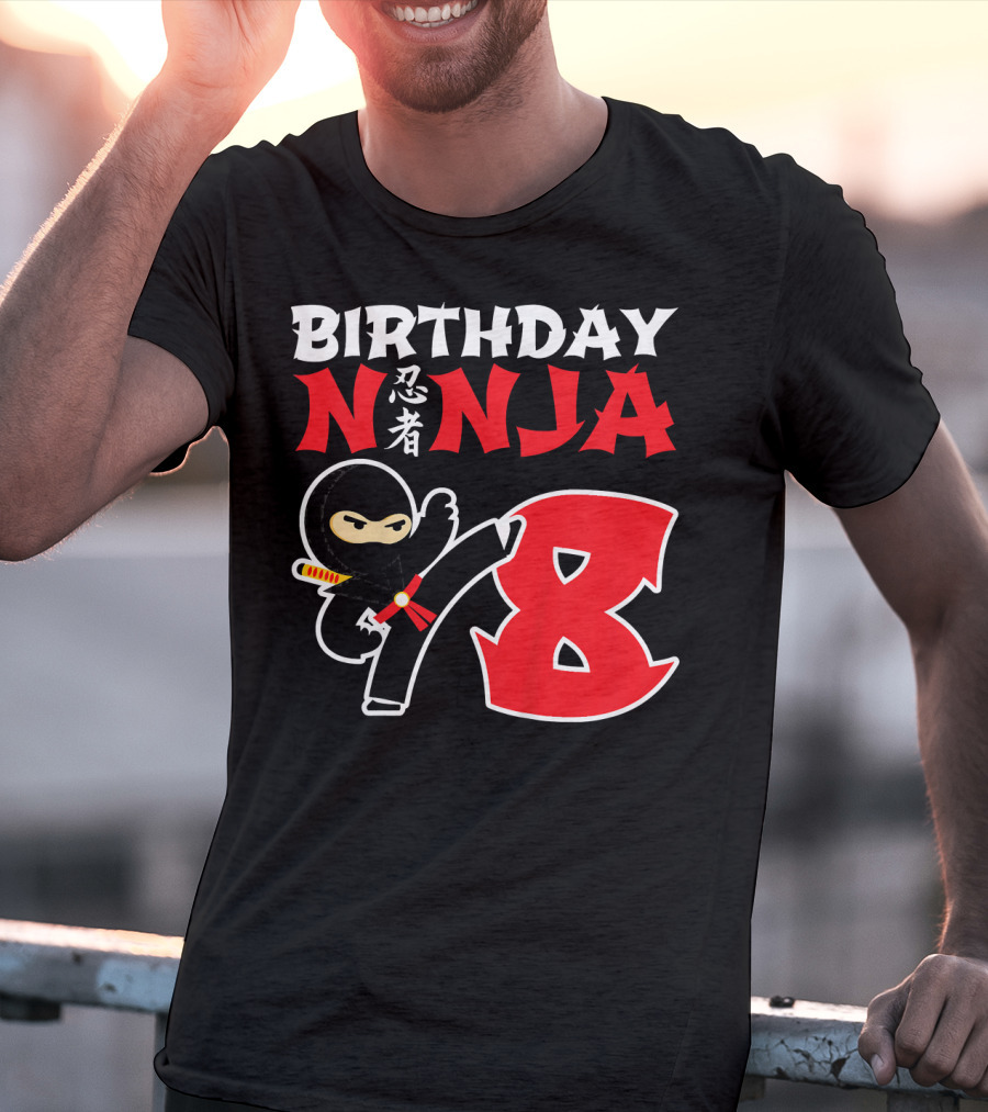 Birthday Ninja 8 Year Old Ninja Kanji T-Shirt