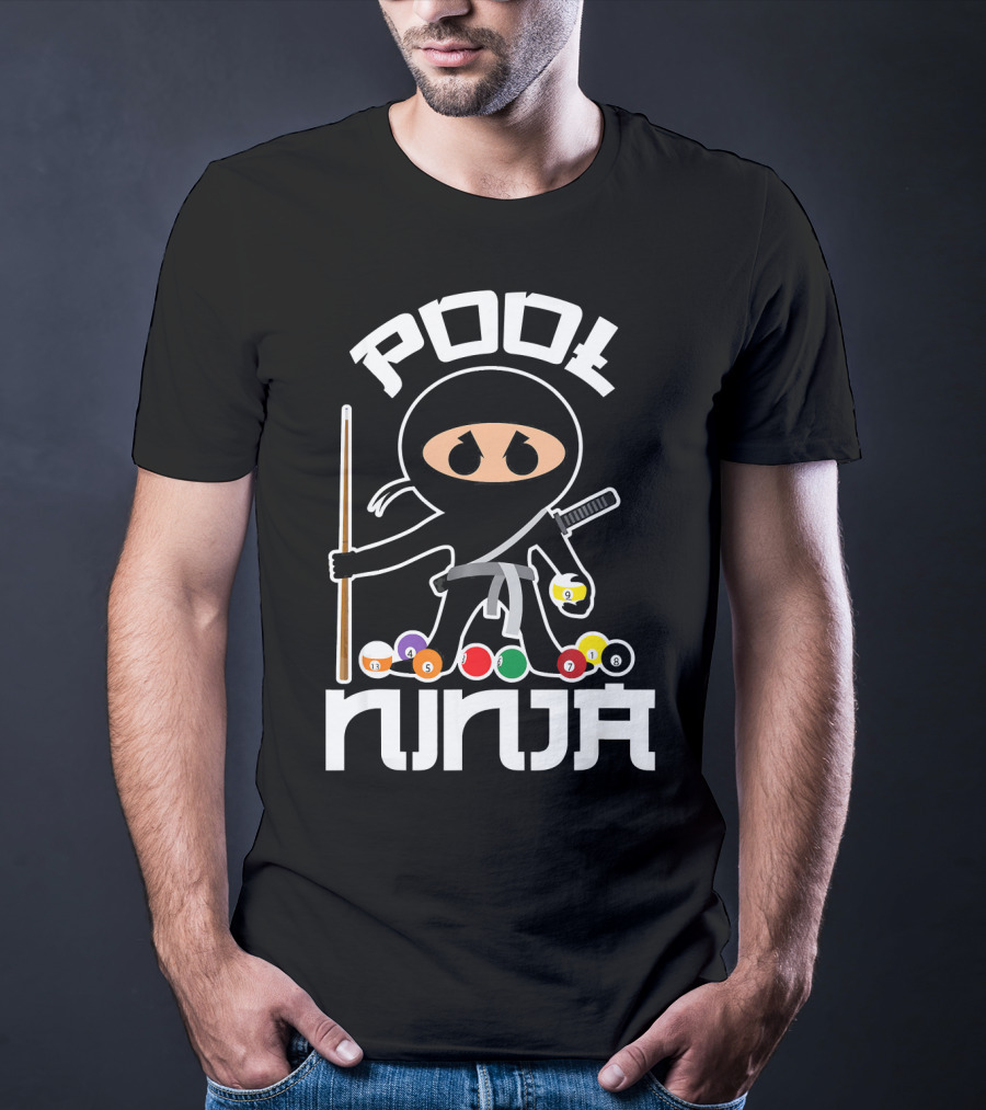 Pool Ninja Billiards With Cute Pocket Balls T-Shirt