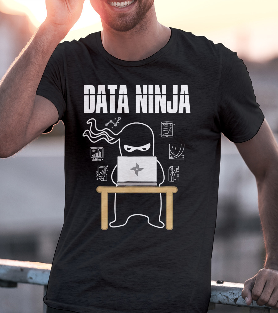Data Ninja Analyst At Work With Laptop And Graphs T-Shirt