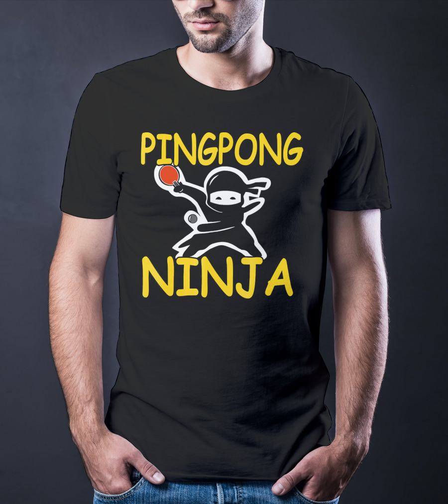 PINGPONG NINJA Action Pose With Table Tennis Paddle T-Shirt