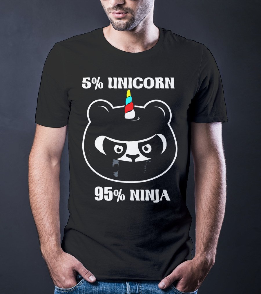 5% UNICORN 95% NINJA Panda Unicorn Hybrid Cartoon T-Shirt