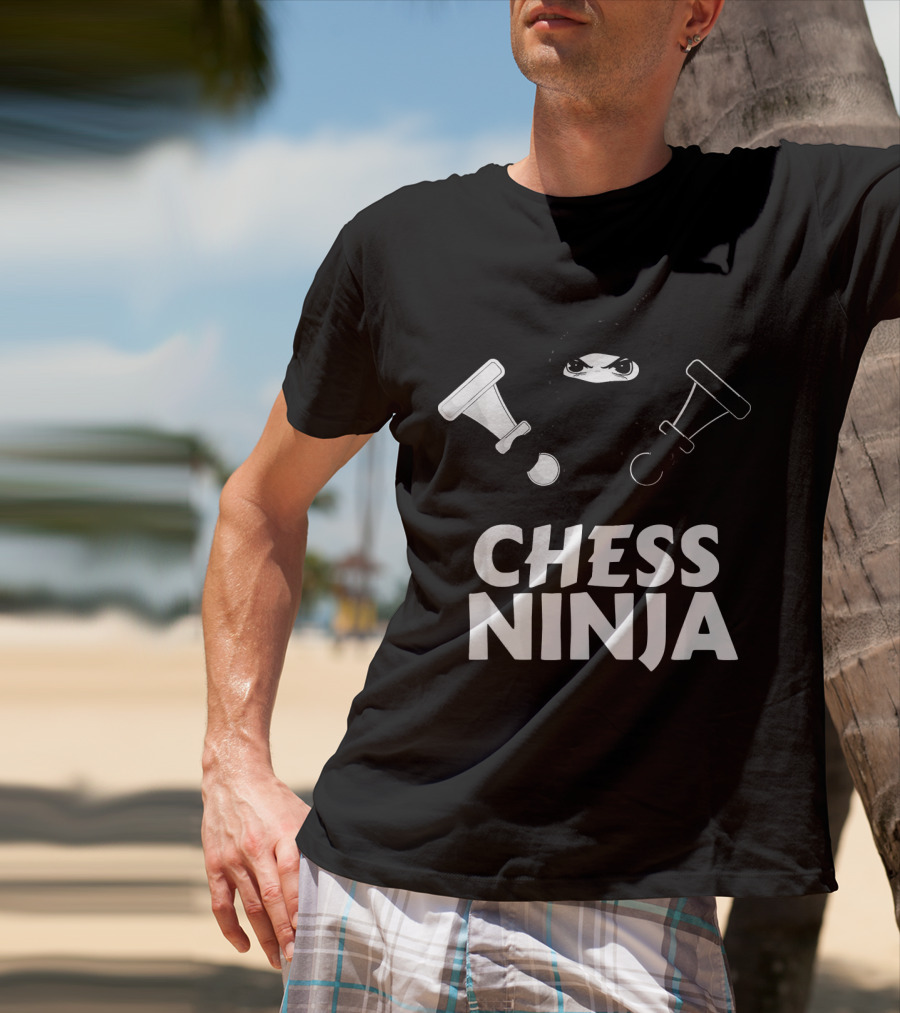 Chess Ninja Fun Warrior With Chess Pieces T-Shirt