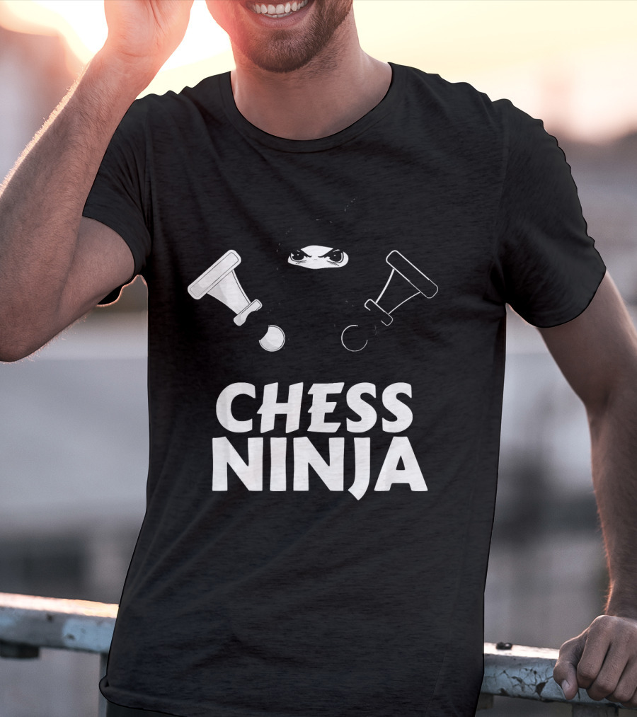 Chess Ninja Fun Warrior With Chess Pieces T-Shirt