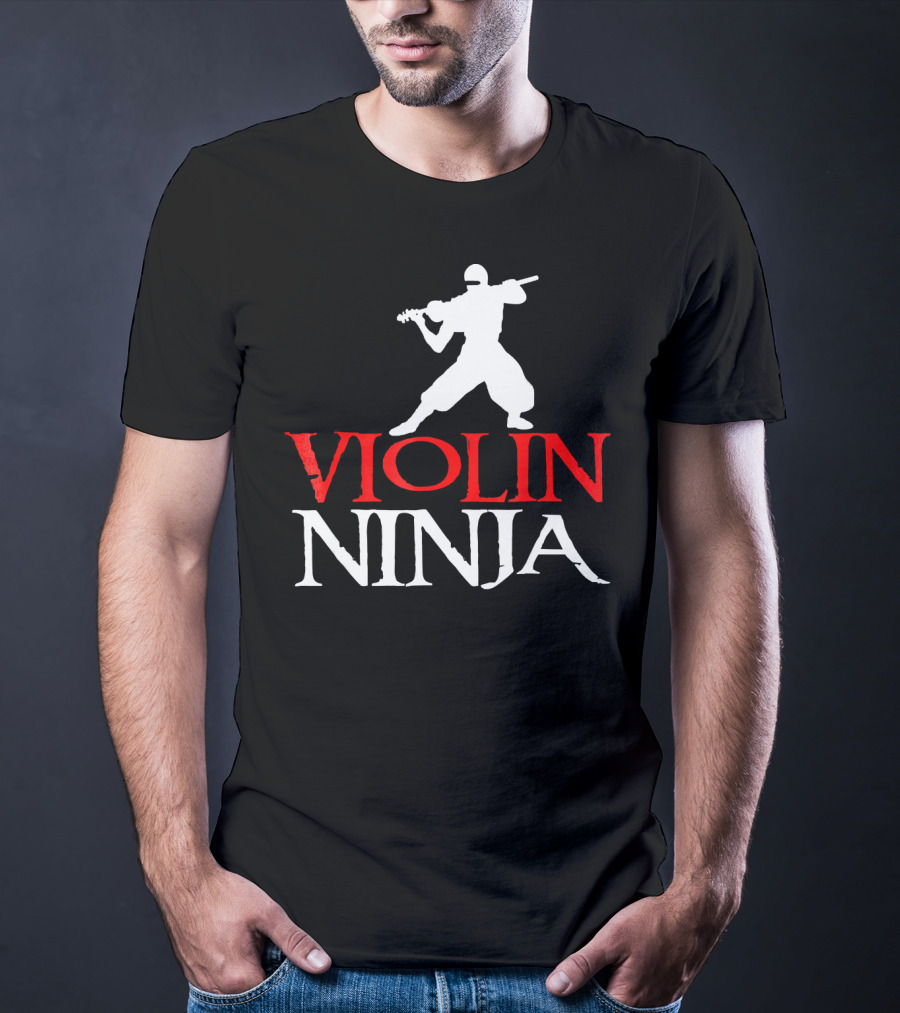 Violin Ninja Violinist Fiddle Martial Arts Fusion T-Shirt