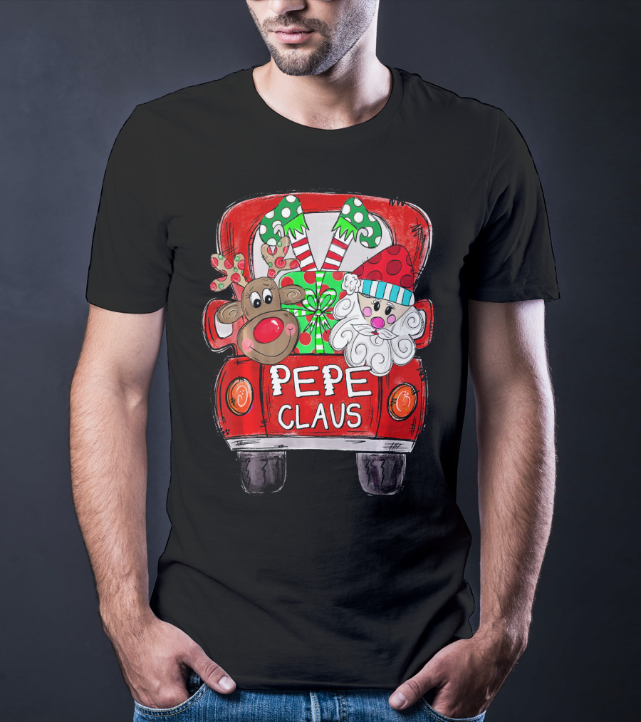 PEPE Claus Christmas Reindeer Gifts Red Truck T-Shirt
