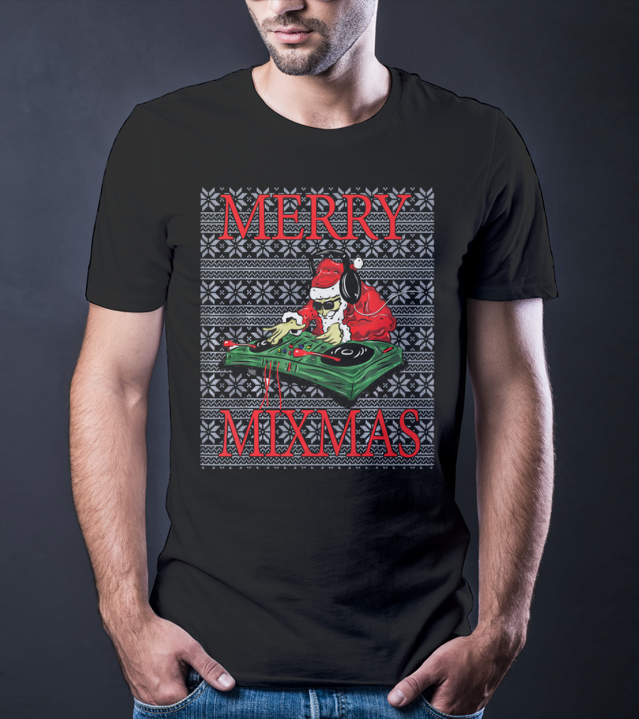 Merry Mixmas Christmas Ugly Hip Hop Santa DJ T-Shirt