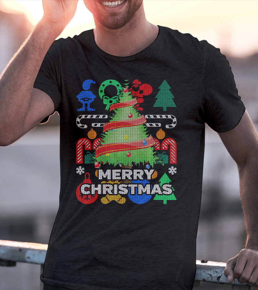 Merry Christmas Tree Ugly Xmas Tacky Sweater Candy Cane Ornaments T-Shirt