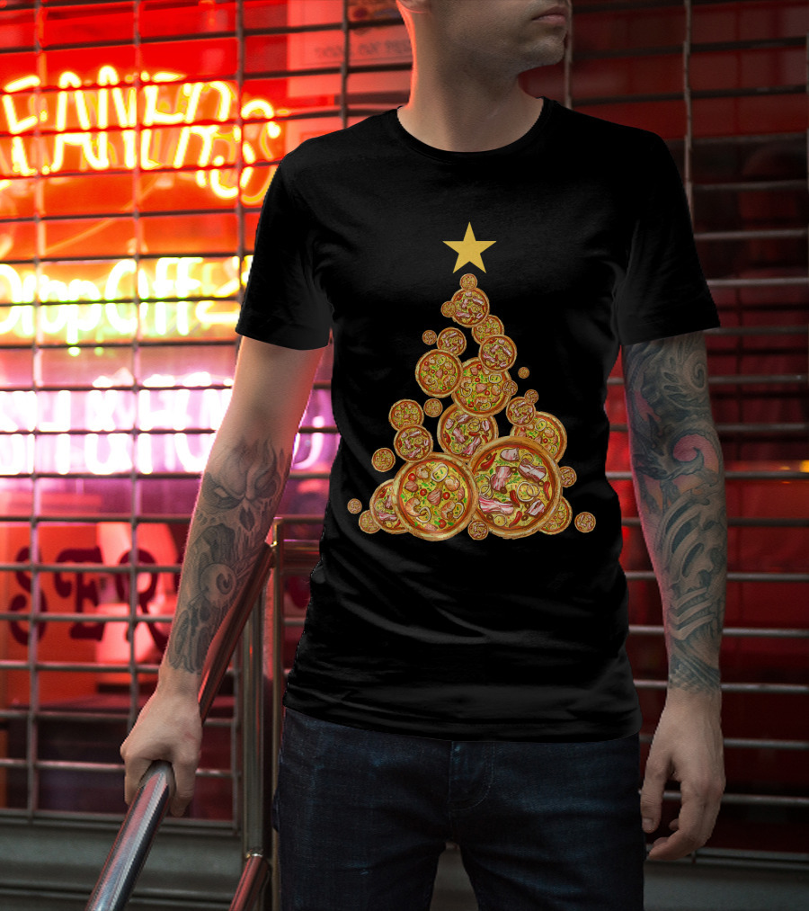 Pizza Christmas Tree Festive Pizza Lover Holiday T-Shirt
