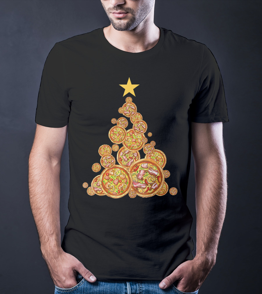 Pizza Christmas Tree Festive Pizza Lover Holiday T-Shirt