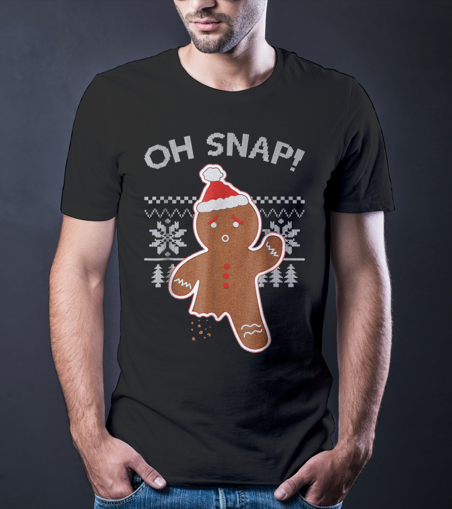 Oh Snap Broken Gingerbread Christmas Knit T-Shirt