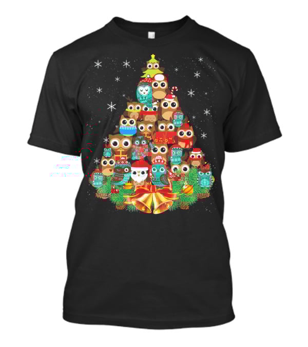 Owl Holiday Festive Tree Bells Ornaments Christmas T-Shirt