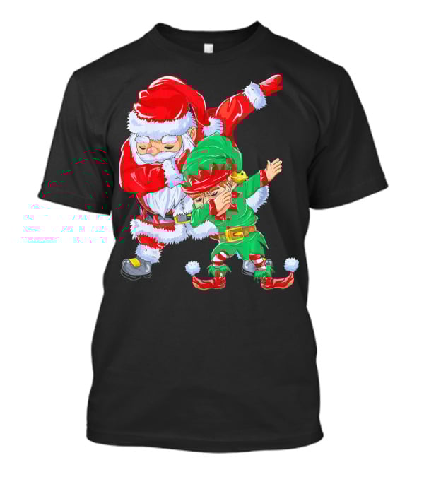 Santa And Elf Performing Dab Dance Moves T-Shirt