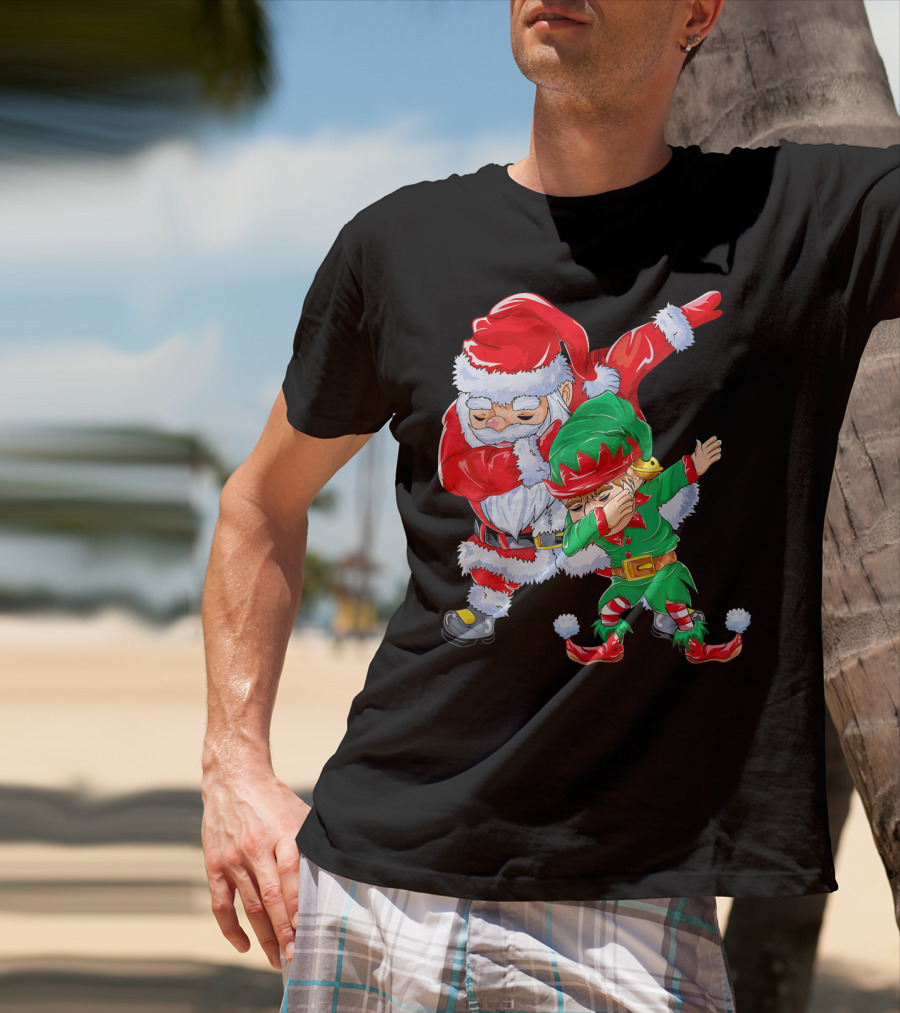 Santa And Elf Performing Dab Dance Moves T-Shirt