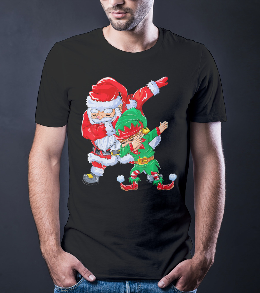Santa And Elf Performing Dab Dance Moves T-Shirt
