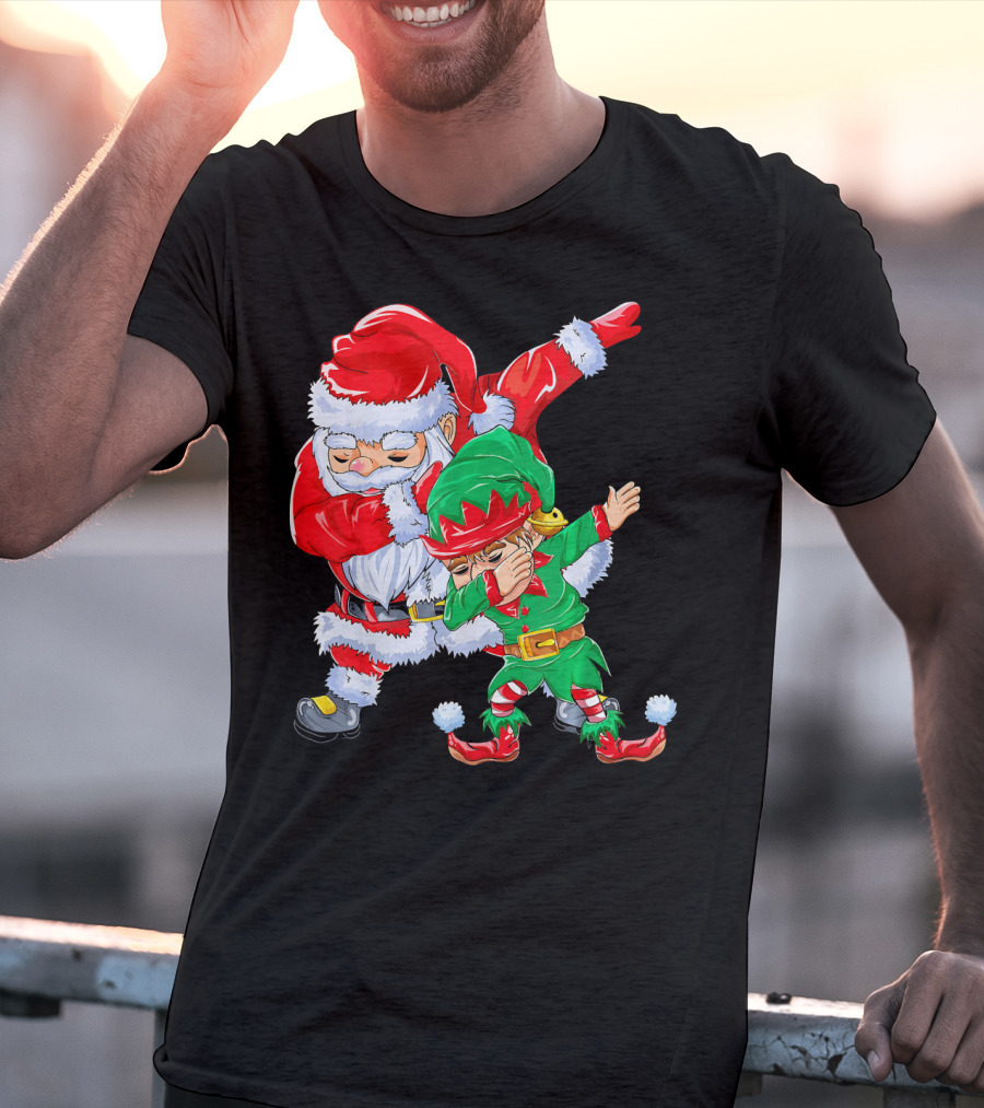 Santa And Elf Performing Dab Dance Moves T-Shirt