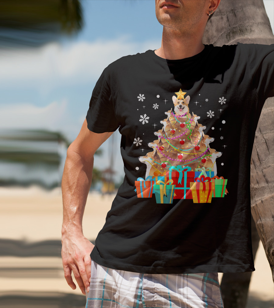 Corgi Christmas Tree With Decorations And Presents T-Shirt