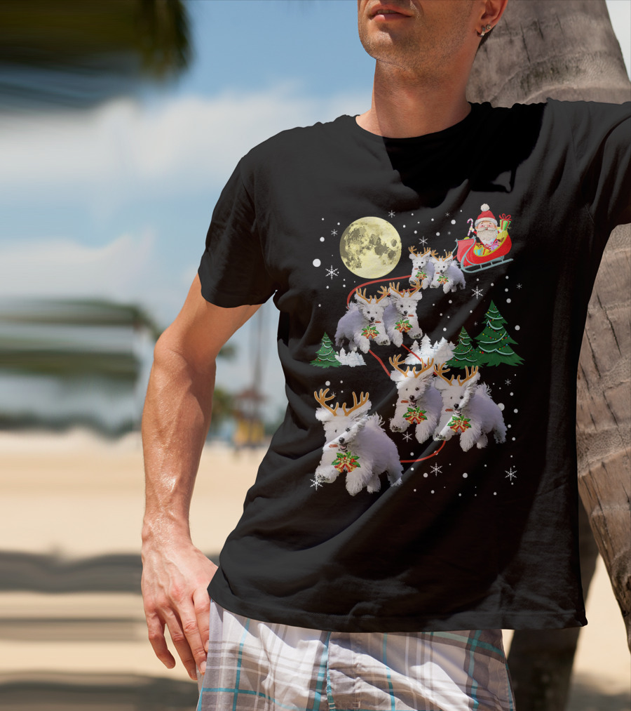 Funny Maltese Christmas Santa Claus Sleigh Reindeer Dogs Pajama T-Shirt