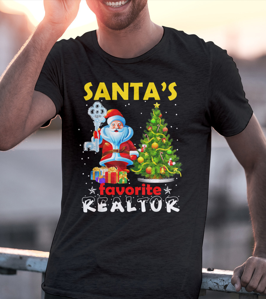 Santa's Favorite Realtor Christmas Tree Presents Key T-Shirt