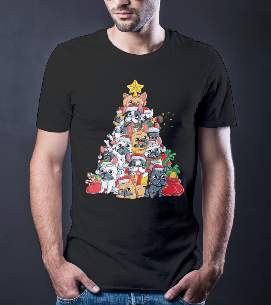 French Bulldog Xmas Tree Holiday T-Shirt
