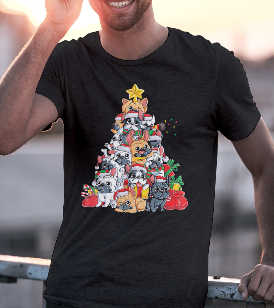 French Bulldog Xmas Tree Holiday T-Shirt