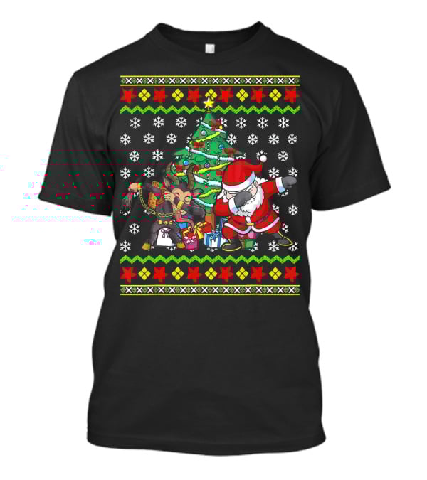Christmas Kids Santa Krampus Dabbing Tree Snowflakes T-Shirt