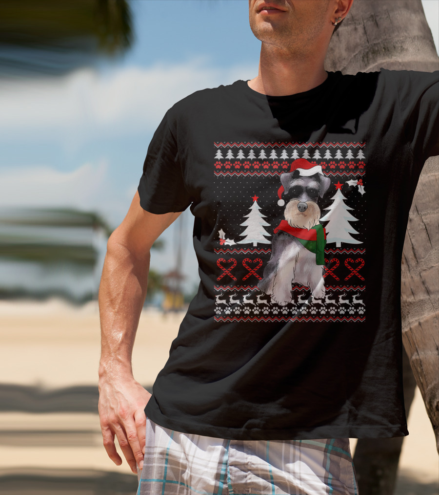 Miniature Schnauzer Christmas Holiday T-Shirt