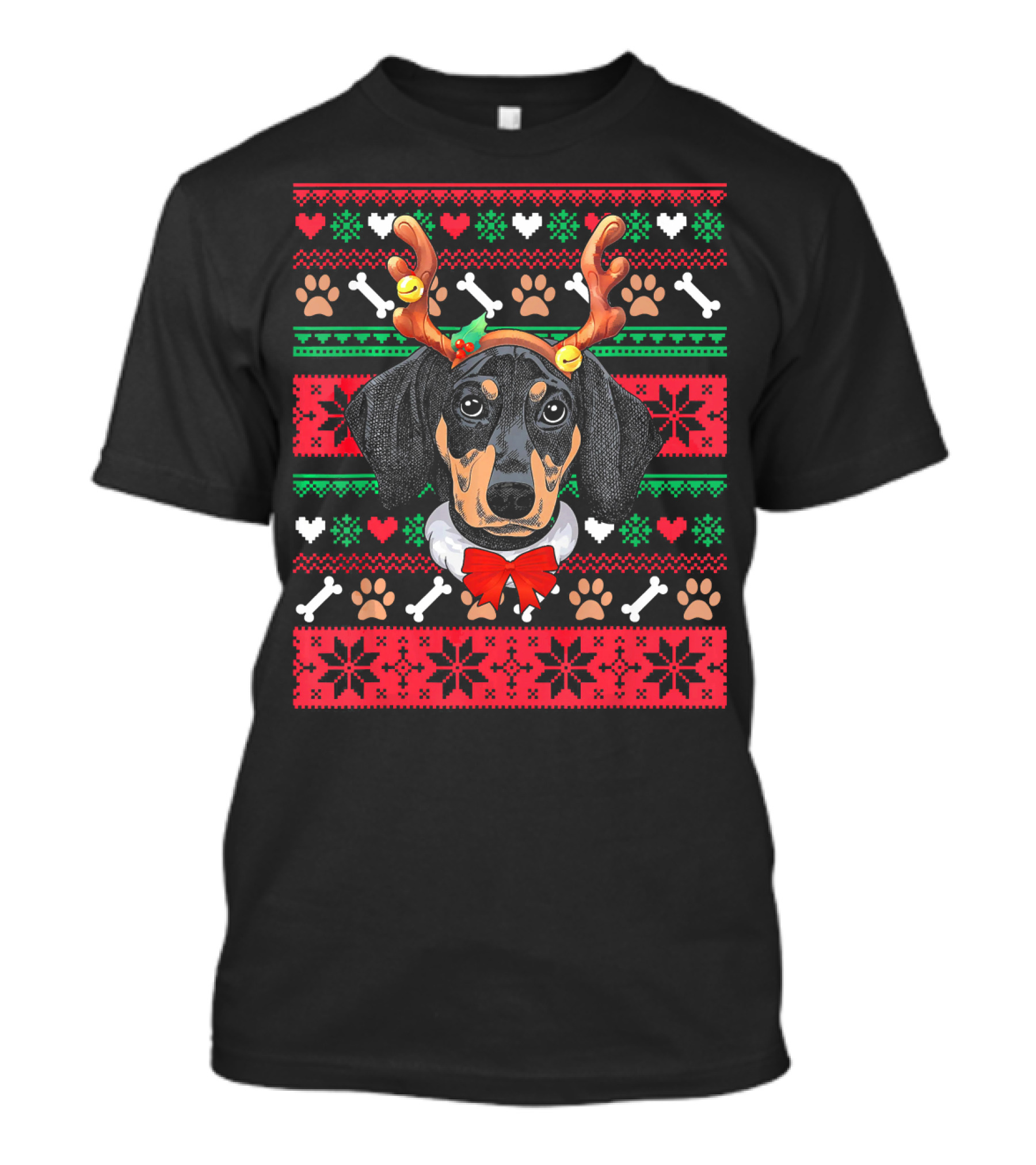 Dachshund Reindeer Ugly Christmas Dog T-Shirt
