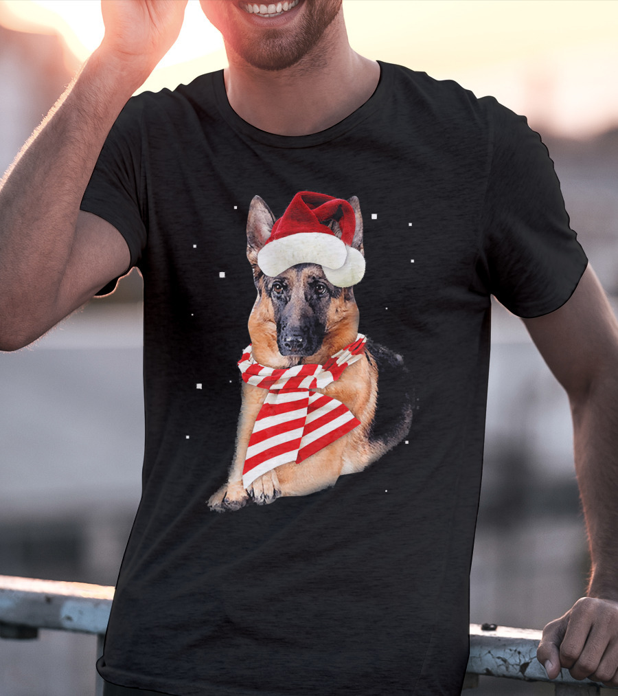 German Shepherd Santa Merry Christmas Holiday Dog T-Shirt