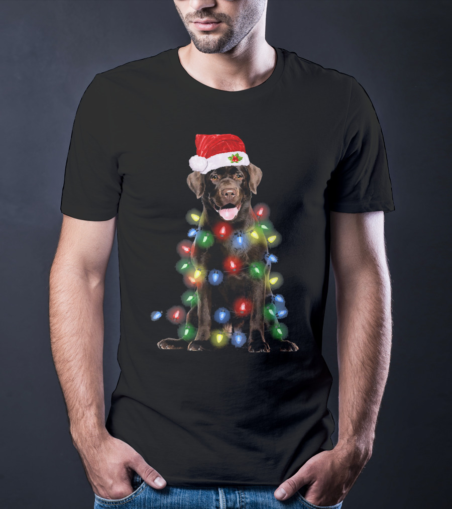 Christmas Lights Labrador Retriever With Santa Hat T-Shirt