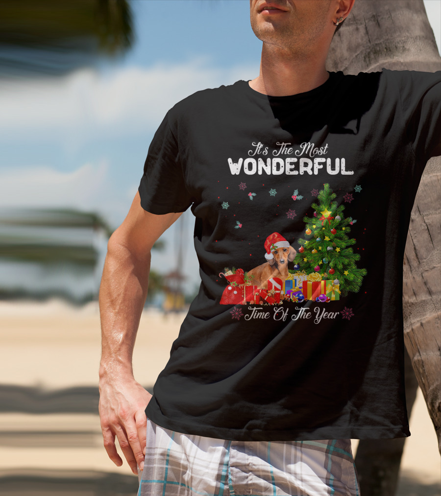 It's The Most Wonderful Time Of Year Dachshund Christmas Tree Presents T-Shirt