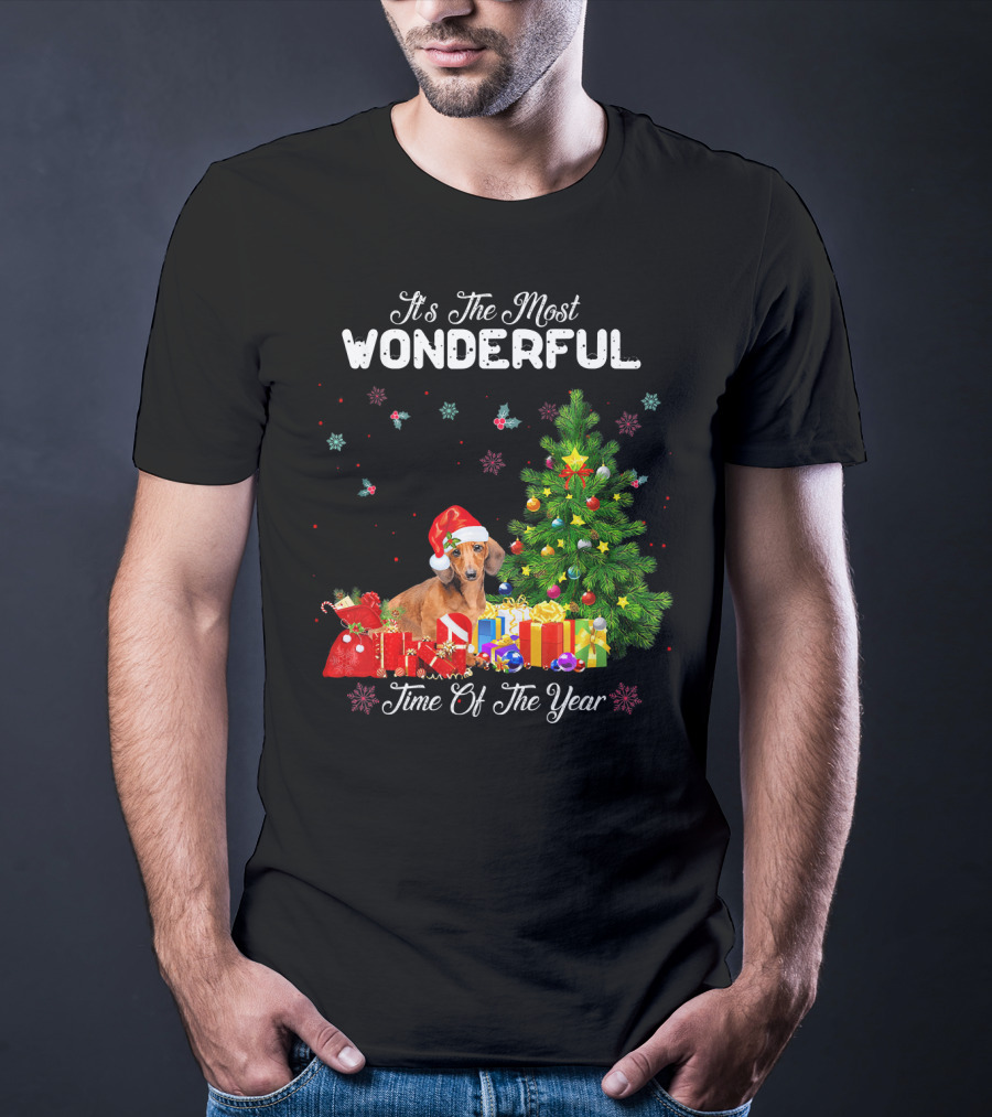 It's The Most Wonderful Time Of Year Dachshund Christmas Tree Presents T-Shirt