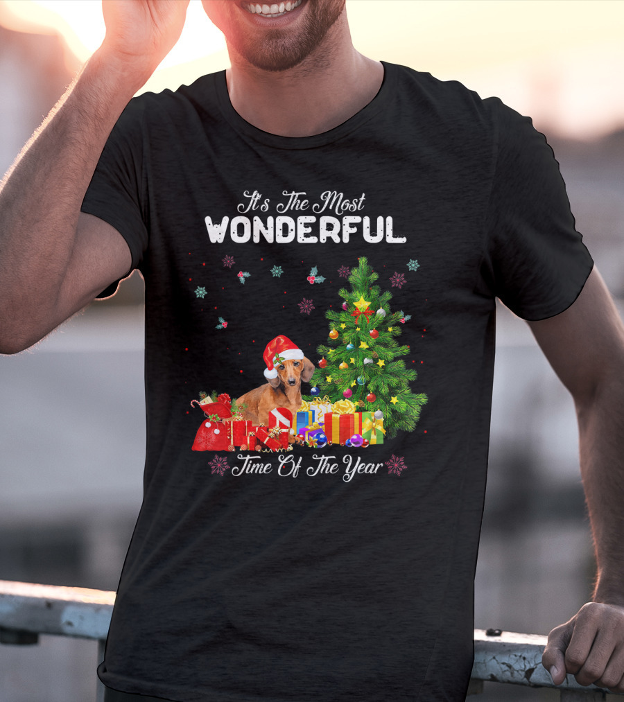 It's The Most Wonderful Time Of Year Dachshund Christmas Tree Presents T-Shirt