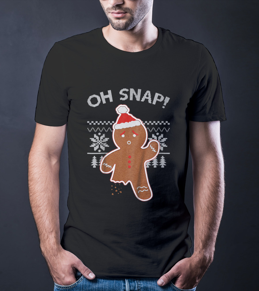 OH SNAP Gingerbread Christmas Sweater Santa Hat T-Shirt