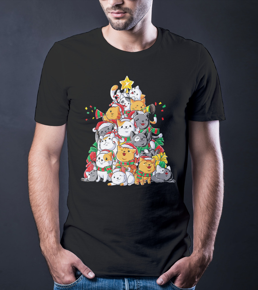 Cat Christmas Tree Meowy Catmas T-Shirt
