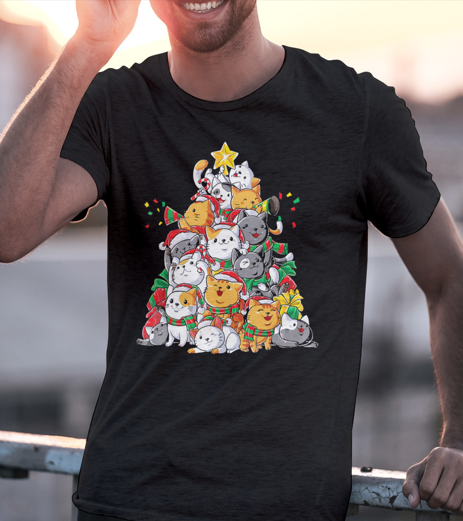 Cat Christmas Tree Meowy Catmas T-Shirt