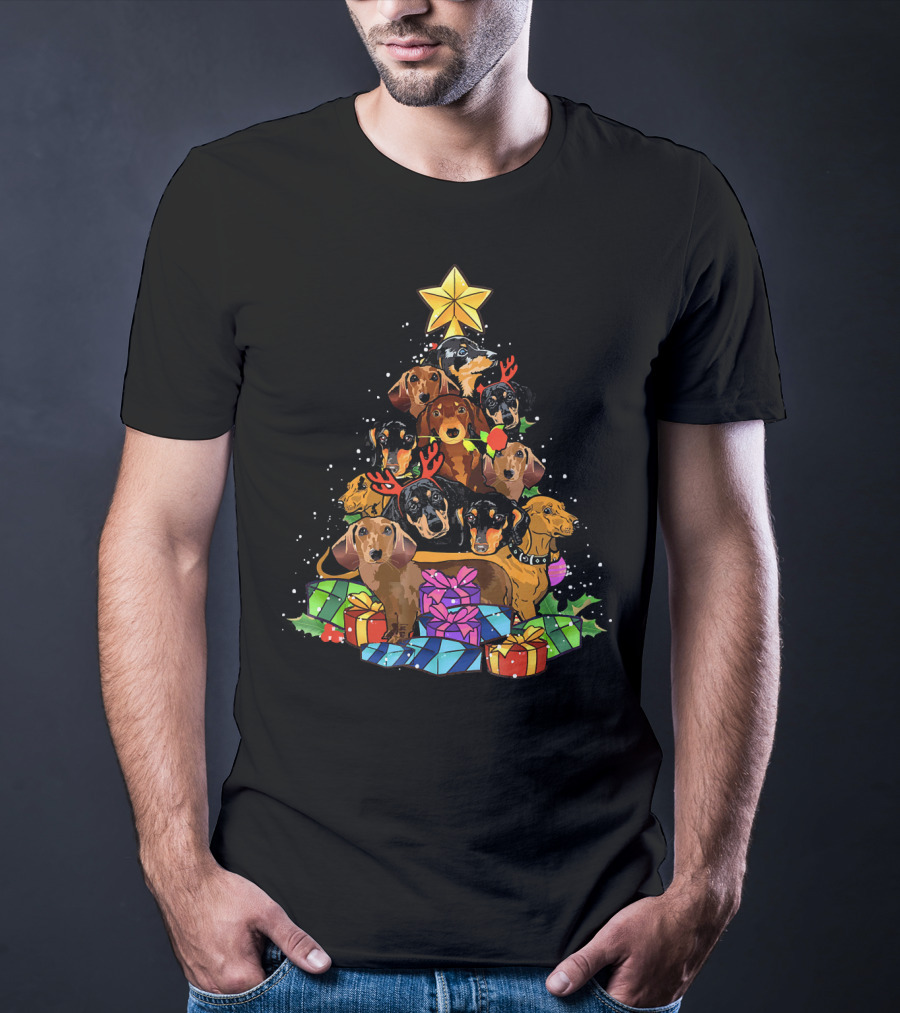 Christmas Tree Dachshund Noel Decoration T-Shirt