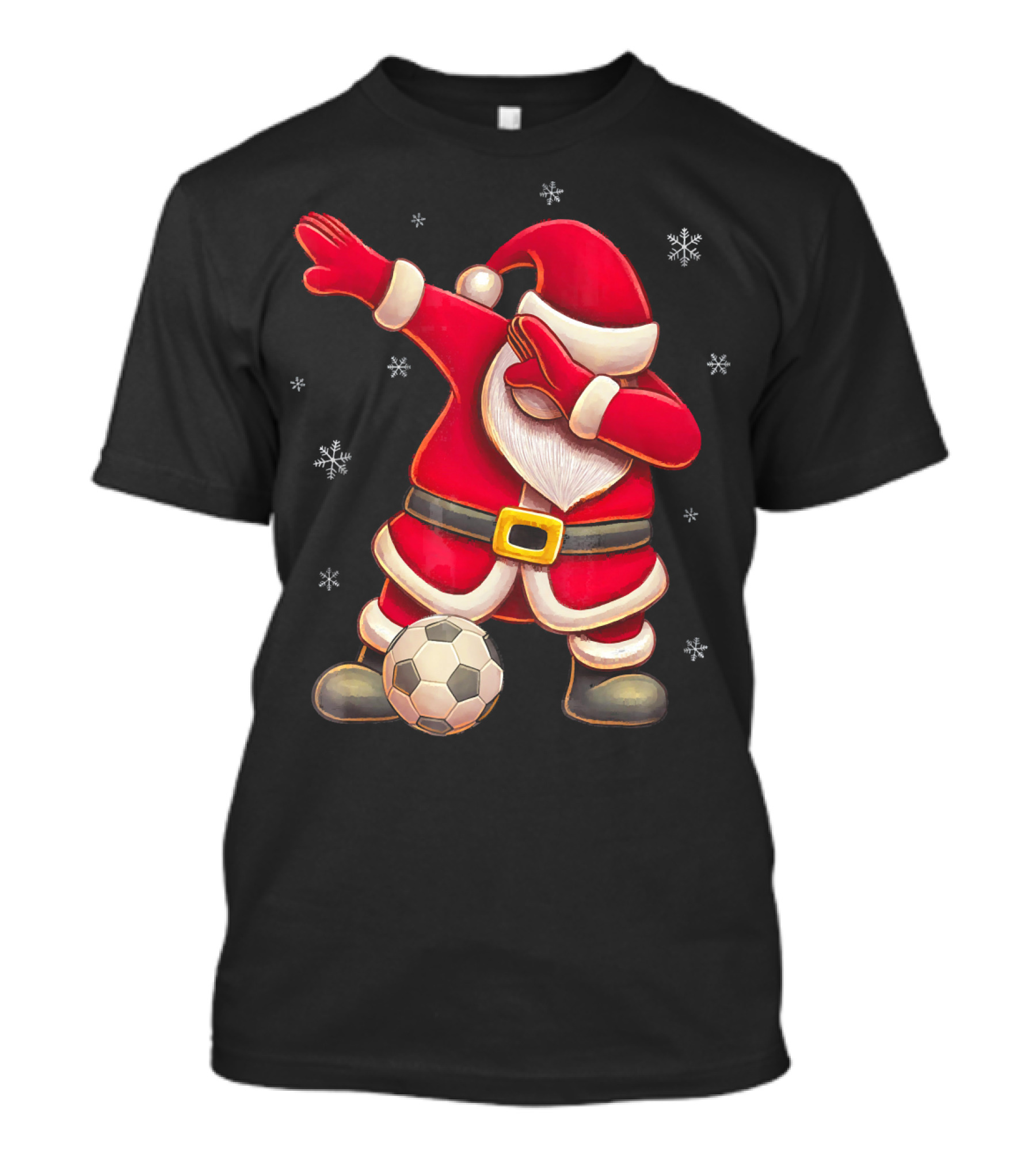 Dabbing Santa Claus Soccer Snowflakes T-Shirt