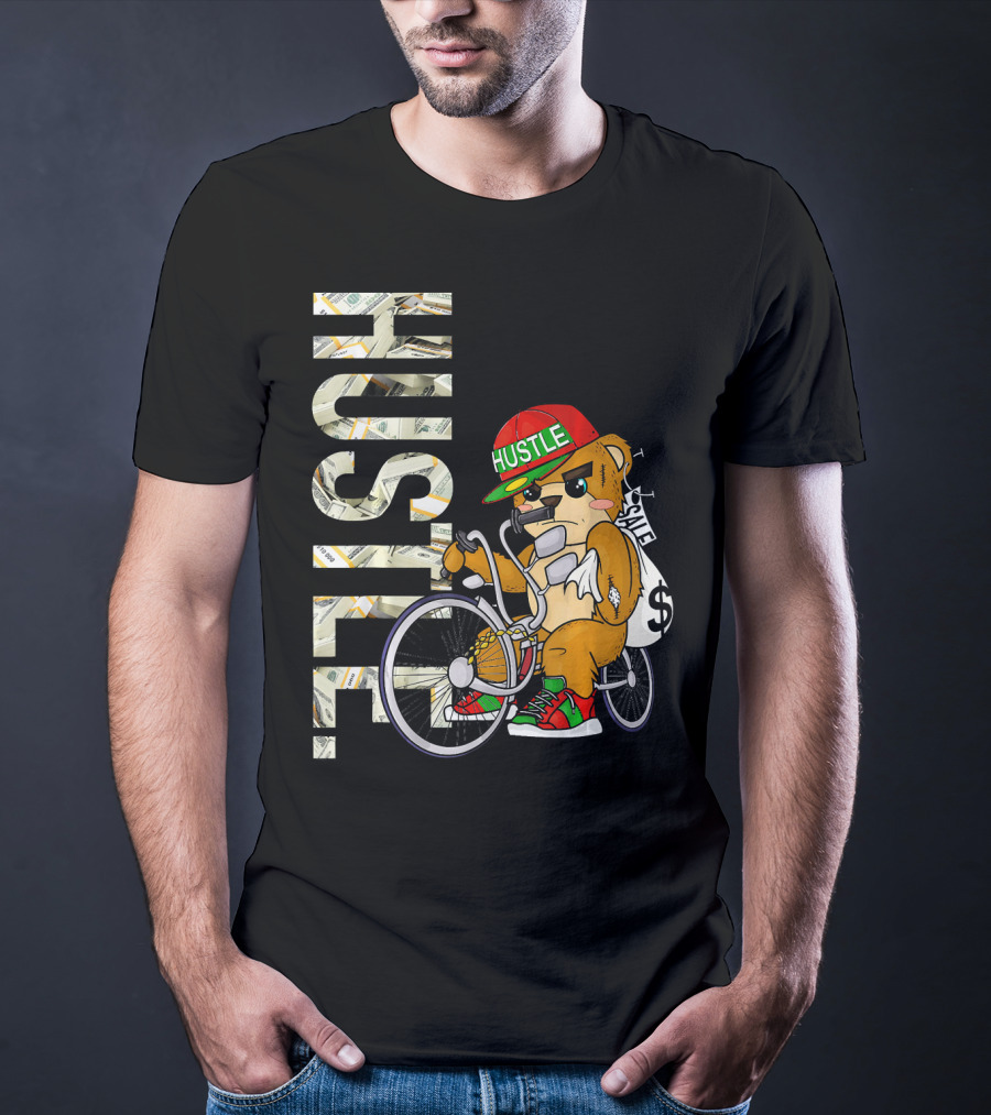 Hustle Teddy Dollar Shades Cap Low Rider Bike T-Shirt