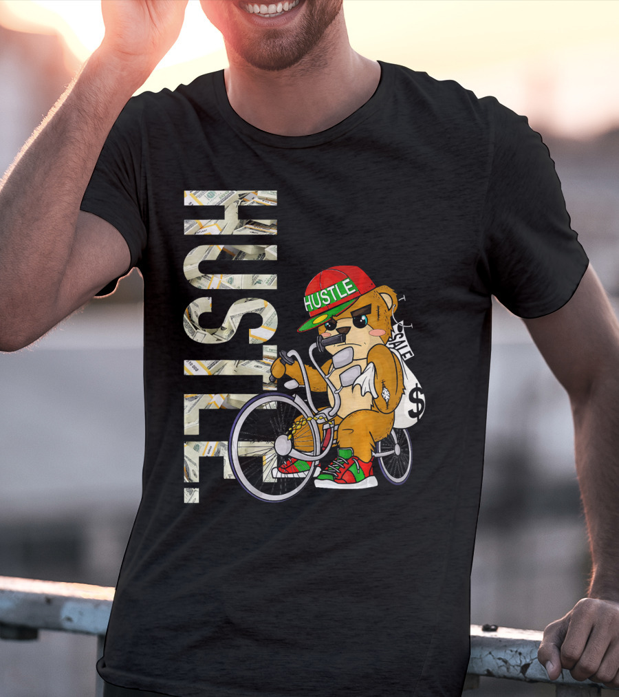 Hustle Teddy Dollar Shades Cap Low Rider Bike T-Shirt