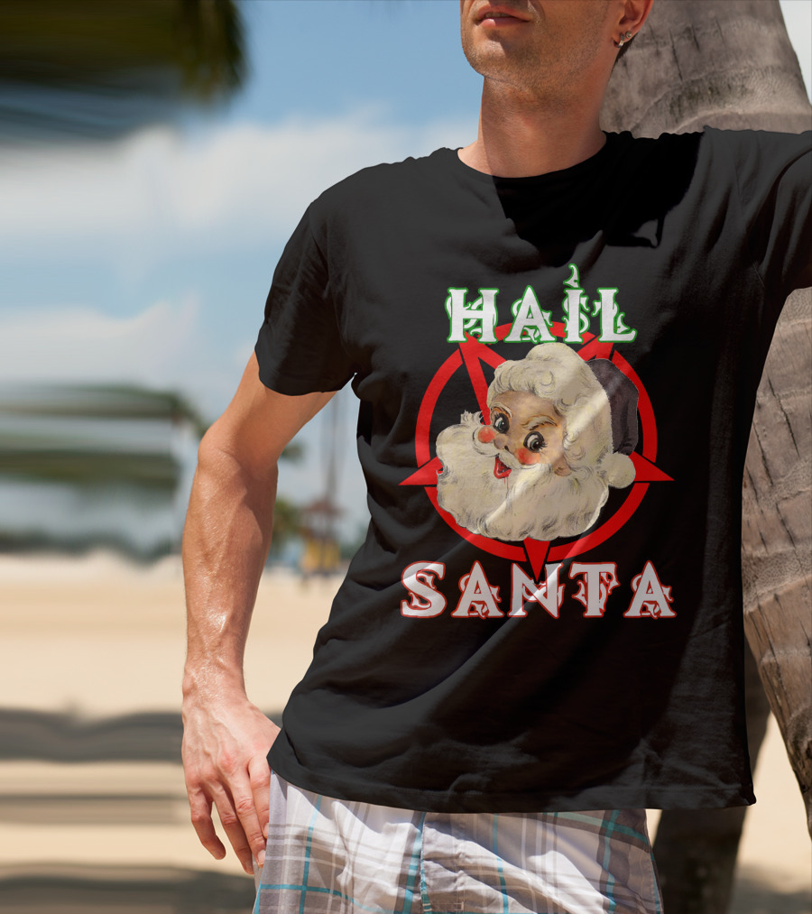 Hail Santa Santa Claus Demonic Satanic Pentagram T-Shirt