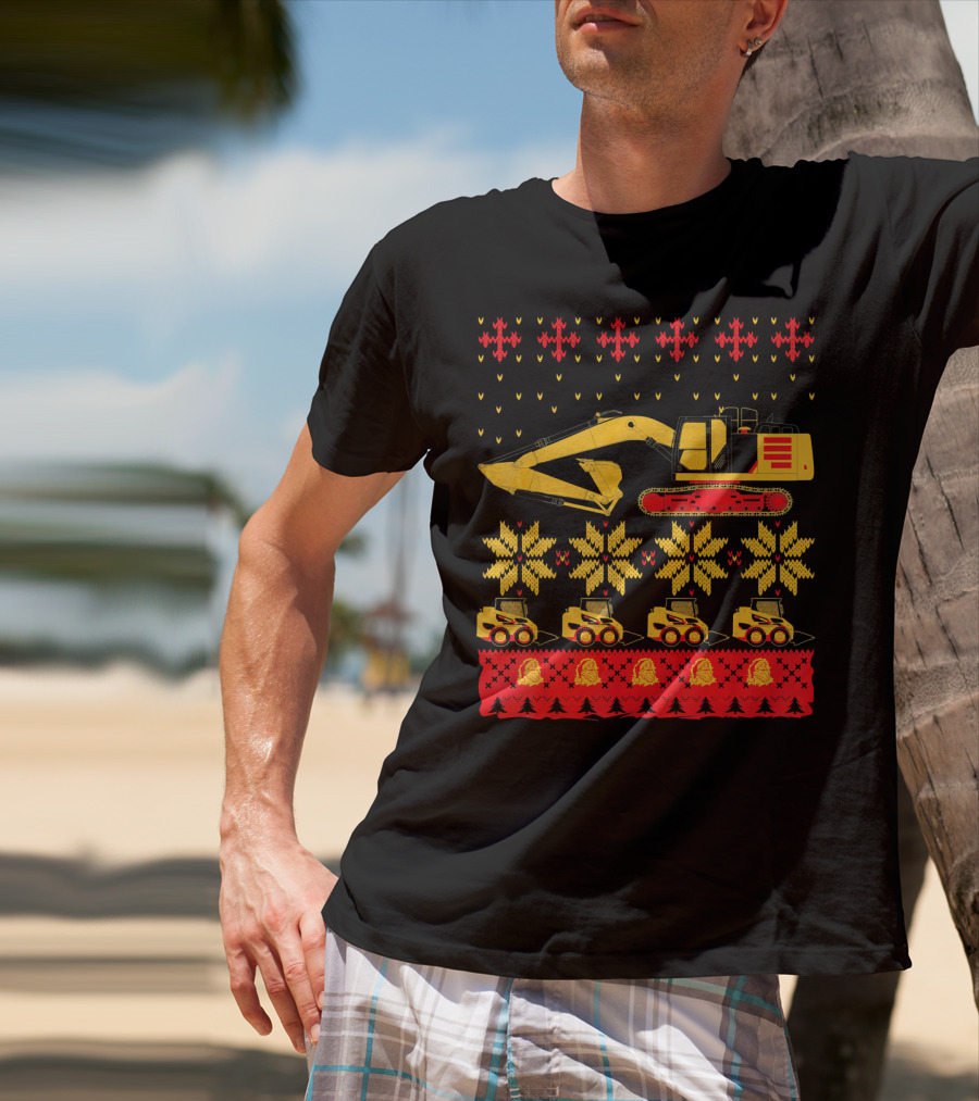 Construction Excavator Christmas T-Shirt