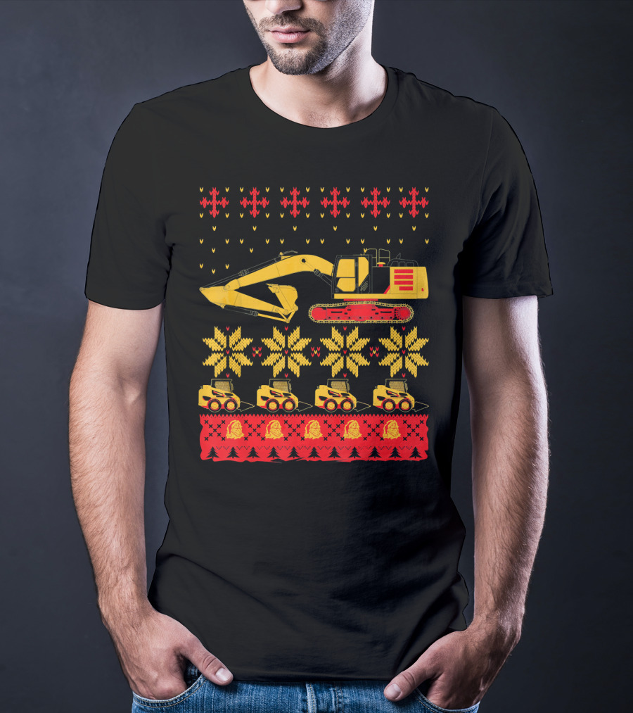 Construction Excavator Christmas T-Shirt