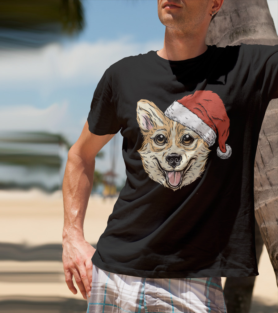 Corgi Dog Santa Hat Funny Christmas Corgi T-Shirt